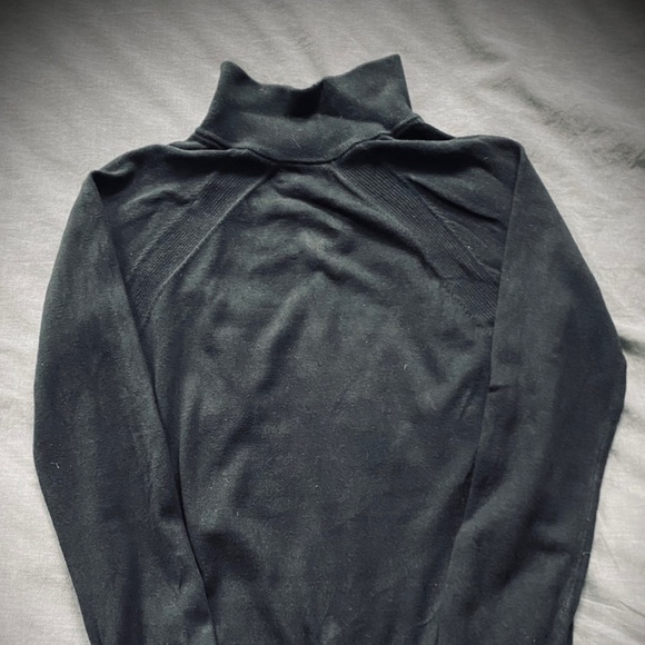 Black Cotton Cashmere 1/4 Zip Sweater - Picture 4 of 4